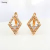 Boucles d'oreilles Stud Harong 585 Rose Color Natural Zircon Crystal Statement Rectangle Copper Fashion Jewelry Woman Gift