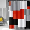 Shower Curtains Modern Geometric Curtain Red Black White Gray Splicing Creative Lattice Design Bathroom Decor Fabric With Hooks