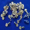 200pcs Silver plated metal glue on bail heart charm pendant blanks cabochon settings A11586SP for jewelry making3530456