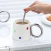 Muggar Luxury Gem Coffee Mug Ceramic Water Cup Drink Frukost Mjölkhandtag Drinkware Parflicka Julgåva