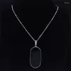 Colliers pendants Black Obsidian Geometric Lucky Collier Femmes Boho Stone Natural en acier inoxydable Couleur en argent NA145S04