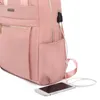Sac à dos femmes hommes USB charges solide oxford tissu collège school 15 pouces sac d'ordinateur portable sac à dos de voyage de haute qualité