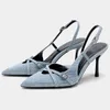 Scarpe vestiti traf zaza estate donne slingback bianchi sandali con tacchi alti 2024 Stiletto sexy Pumpe sexy Sandami