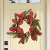 Kwiaty dekoracyjne świąteczne drzwi wieniec z przodu zimowy dom wiejski powitalne szyszki dekoracje na zewnątrz w pomieszczeniach