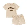 Set di abbigliamento Focus Norm 0-4y bambini per bambini abiti estivi 2 pezzi Lettera fuzzy ricamato a manica corta Topserme