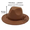 Big Brim Brown Belt British Retro Feel Cap Men Western Cowboy Fedora Hat Party Church Hats Kobiety Eleganckie sombreros de Mujer 240401