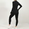 Lu Set Jumpsuit Align Lemon 3 Piece Yoga Set Women Tracksuit Full Zip Long Sleeve Jacket Sports Bra Workout Push Up Leggings Sportswear Fie