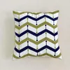 Pillow Cover For Couch Geometric Embroidery Case 45x45cm Grey Yellow Blue Zigzag Squared Home Decoration
