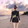 정장 2022 New Women Sport Beach Wear 2 조각 수영복 하이 허리가있는 긴 소매 Sumemr 서핑복 패딩 발진