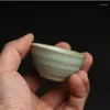 Cups Saucers Old Ru Kiln Donker Patroon Kleine theekop kan open ijskleed azuurblauw Groene keramische gongfu -set emmer ophalen