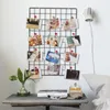 Decorative Plates Nordic Iron Grid Wall Art Decoration Shelf Home Decor Bedroom Pos Frame Postcards Mesh Display Storage Organizer Racks