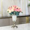 Vazen Europees klassieke transparante metalen bodem Goblet Glass Vaas van bloemhouder Huis Furratie Wedding Decoratie WY80602