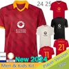 24 25 Magliere Romat Shirt Football Kit 23 24 Barn Kit 2023 2024 Hem Tredje fotbollssatsen Maglieta Train Pellegrini Braham