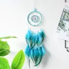 Decorative Figurines Christmas Bluefeather Handwoven Wind Chimes Dream Catcher Pendant Gift Party Decoration Hanging Decorations