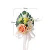 Decorative Flowers Wedding Aisle Church Chair Decoration Artificial Pew Flower For Ceremony Party Decor With Chiffon Ribbons