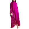 Casual Dresses Yeezzi 2024 Spring High Neck Tassel Evening Women Batwing Sleeves Loose Solid Color Split-Joint Elegant Vestido Robe
