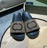 Designer tofflor Ny Boston Slipper G Sandal Summer Men's and Women's Flat Leather Slides Fashion Beach Big Head Sandals