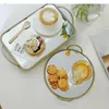 Plates Brass Color Mirror Tray European-style Binaural Storage Home Desktop Living Room Decoration Accessories