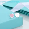 2024 Designer Luxury Brand Jewelry Stud Enamel Blue Heart Shaped Printed Letters Pink T-Series örhängen för kvinnor