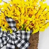 Decorative Flowers Spring Door Wreaths For Front Outside Colorful Wildflower Wreath Decor Basket With Plaid