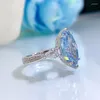 Cluster Rings SpringLady Luxury Silver 925 Jewelry Wedding Aquamarine Marquise Cut Crystals Diamond Fine For Woman Party Gifts