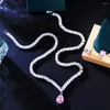 Set di orecchini da collana set di matrimoni a ciondolo in cristallo gocce di cristallo rosa dolce per donne accessori per gioielli da festa j496