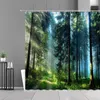 Shower Curtains Tropical Rain Forest Landscape Curtain Green Plants Trees Rivers Scenery Pattern Bath Home Decor Baths Products
