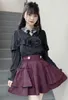 Rokken rojita zoete rok retro jacquard ruches slanke mini dames Japanese lolita 2024 herfst hoge taille zwart geplooid