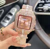 Popüler Trend Highend Paslanmaz Çelik Saatler Erkekler Kuvars Kronograf Saat Günü Tarihi Takvim Parlak Yıldızlı Tam Elmaslar Yüzük Zinciri Bileklik Bilek Swatch Hediyeler