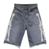 Kapital Hirata Hohiro losse ontspannen broek geborduurde botwas gebruikt ruwe rand denim shorts voor mannen en vrouwen casual jeans 240411