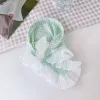 French Lace Plaid Hair Band Headscarf Spring Summer Sweet Literary Lace Street Rustic Style Triangle Scarf Women Girls Headband