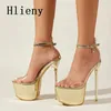 Hlieny Summer Sexy PVC Transparen Open Peep Toe Platform High Heels Backle Strap Sandal