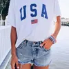 Women's T Shirts Harajuku Summer Women T-shirts Casual USA Flag Printed Tops Tee Female Shirt Short Sleeve Aesthetic Streetwear T-shirt