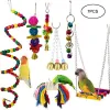 Survival Bird Cage Toys for Paggle Freable Do żucia huśtawka wiszące do żucia most drewniane koraliki kulkowe zabawki