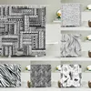 Shower Curtains Waterproof Fabric Curtain For Bathroom Black White Geometric Print Bathtub Polyester With Hooks