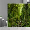 Rideaux de douche Tropical Rain Forest Landscape Curtain Green Plantes Arbres Rivers Pèche Modèle Bath Home Decor Baths Produits