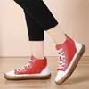 Casual schoenen high-top hi tops sneakers voor vrouwen vulcanise 2024 trend zwarte lente sport sporten krasovka snaaker-oefener in aanbiedingen