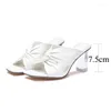 Slippers dames hoge hakken 2024 zomer luxe gouden vierkante teen ontwerper sandalen Clear hiel glijbanen basual soild schoenen