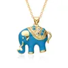 New Accessories Instagram Style Colorful Oil Dropping Elephant Hanging Shaped Micro Set Zircon Pendant Necklace