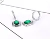 Hoop Earrings JeeMango Stainless Steel Geometric Square Trendy Green CZ Crystal Bohemia Party For Women Girls JE21171