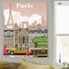 Tapestries Travel City Paris Petra Osaka Oslo Ottawa Tapestry Wall Hange Art Room Decor Decor審美的な寝室の背景