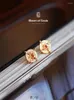 Stud Earrings "Sunset Evening Star" Original Design S925 Sterling Silver Natural Ruby Agate Mother Of Pearl French - Style B
