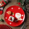 Placas Adorável Papai Noel Claus Tableware Conjunto de relevo de cerâmica de cerâmica pintada à mão Placa decorativa de pastelaria de doces de disco grande