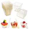 Disposable Cups Straws Plastic Dessert Portion Transparent Ice Cream Cup Home Christmas Party Bar Clear Pudding