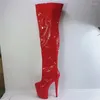 Sapatos de dança Laijianjinxia 20cm/8inches PU Upper Sexy Exotic High Heel Platform Party Women Over the Knee Boots Pólo A027