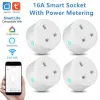 Адаптеры Великобритания подключить Tuya 16a Smart Socket Wi -Fi Socket Demote Voice Control Timing Power Socket с измерением питания для Alexa Google