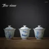 SET DI ATTUALE ATTUAGGIO ANTICO PIANTA CHE ASSARE TEA DI VERATTO SET TEASET BLUI E BIANCO CERAMICA PORTANE PORCELAIN CERIMONY GAIWAN CERCHE