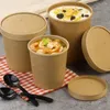 Sortez des conteneurs jetables à emporter à plage à emporter Kraft Kraft Round Food Cream Bow