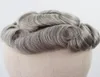 Capelli umani grigi misti Toupee per uomini Sistema di sostituzione dei capelli umani brasiliani MEN039S Toupee 30mm Curly Skin Toupee New3737625