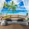 Wandteppiche Terrasse Landschaft 3D -Druck Wandteppich Wand Hanging Bohemian Stoff Große dekorative Decke Ästhetische Kunstkunstdekoration